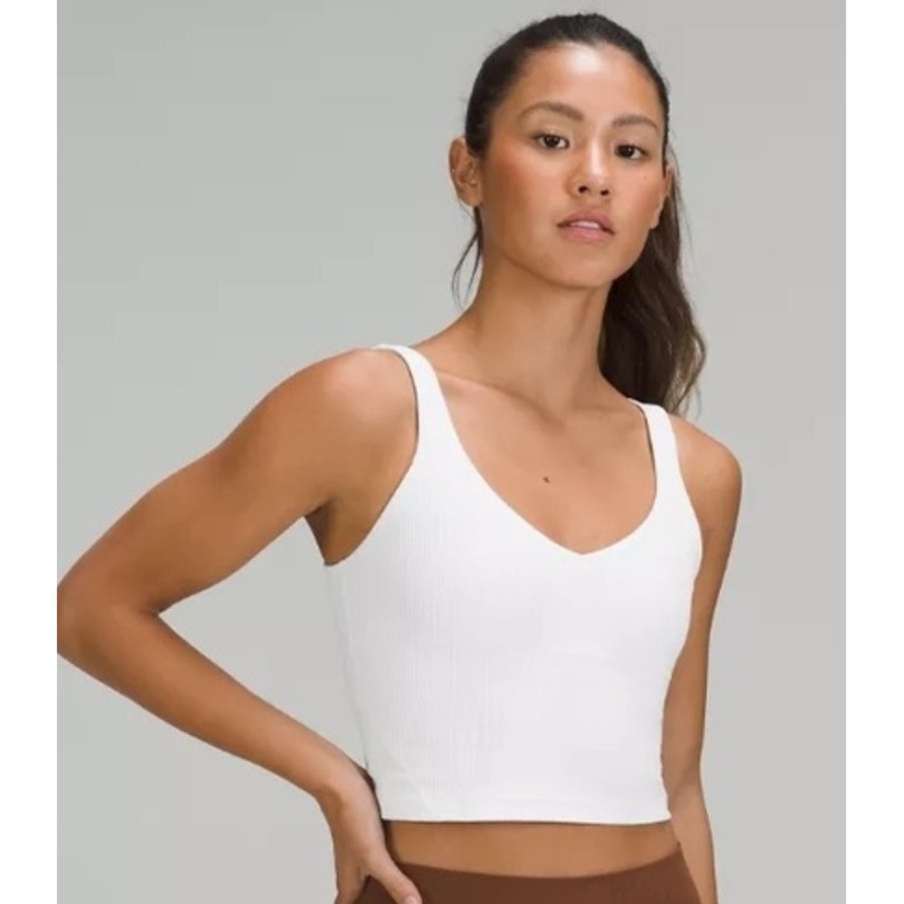 Lululemon Align Sports Bra Tank Top Womens 4 White Cropped Stretch Yoga Running